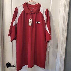 BNWT NCAA Arkansas Razorbacks Cardinal/White Polo Shirt- XXL
